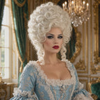 Marie Antoinette Powdered Wig – 18th Century Rococo Upswept Curly Cosplay Wig